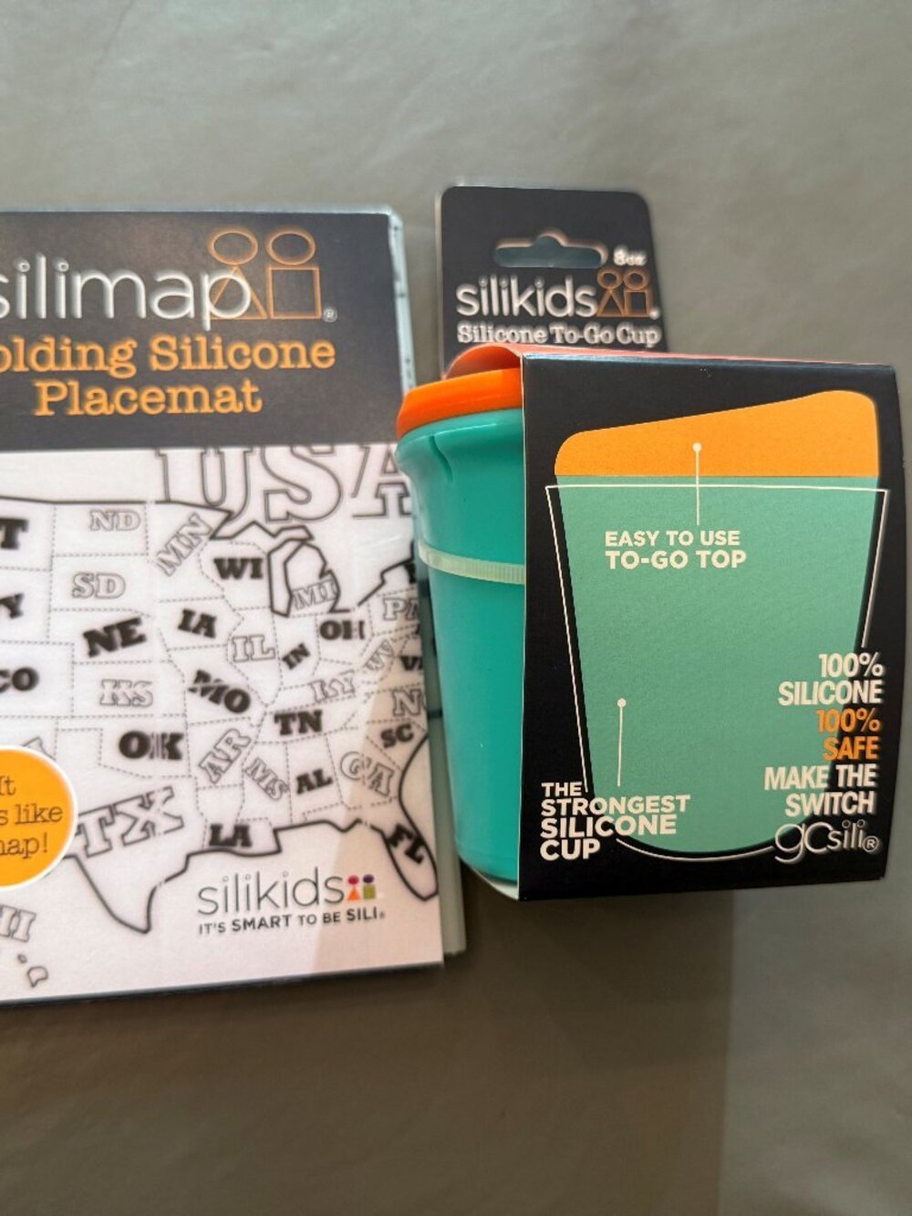 GoSili reusable silicone placemat and kid's to-go cup bundle